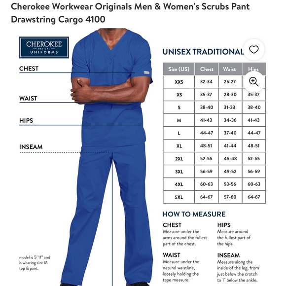 CHEROKEE Workwear Originals GRAY Men Women’s Scrubs Pants Drawstring Cargo sz:XL - Picture 9 of 10